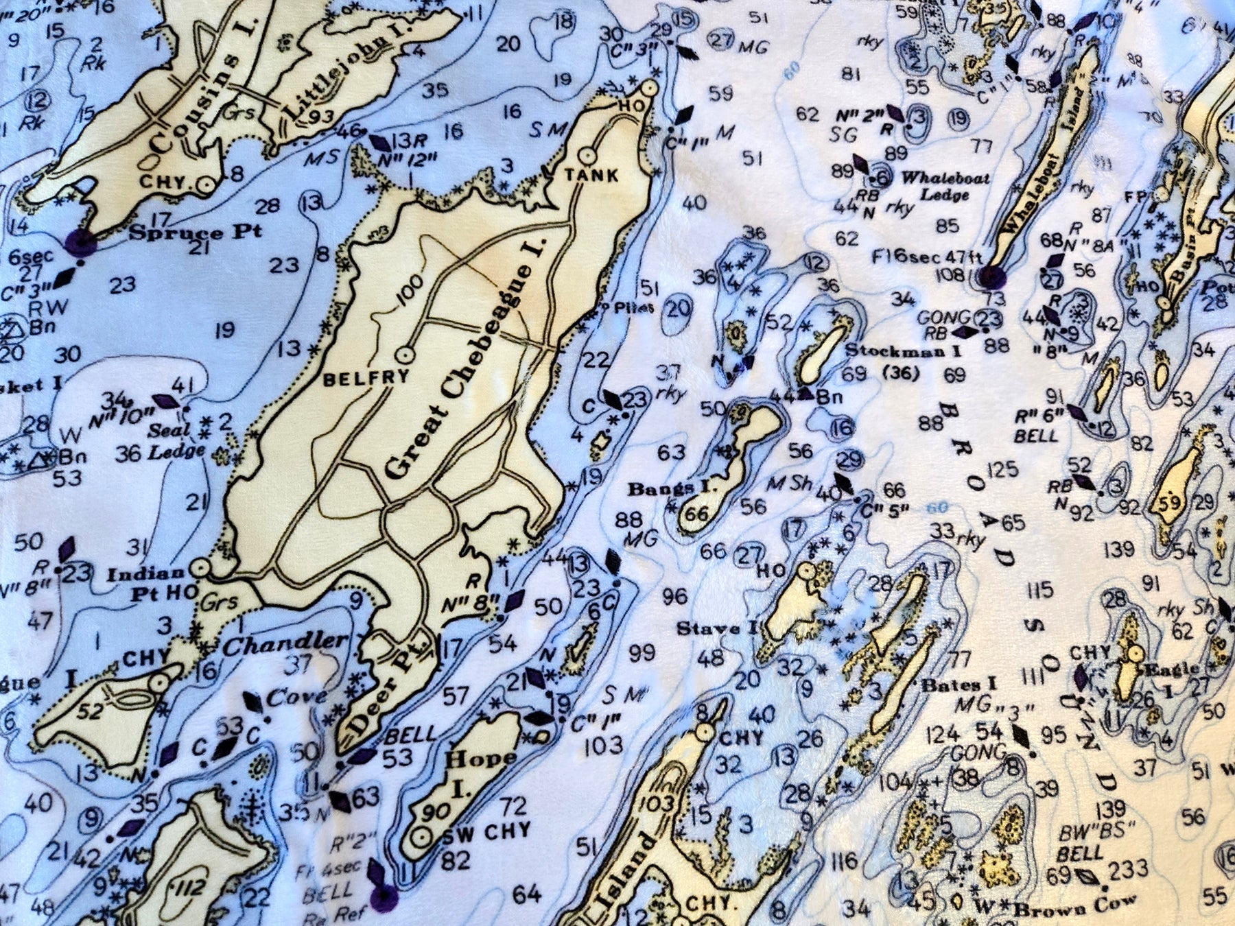 Portland ME Vintage Nautical Chart Blanket - Maritime Tribes USABlanket