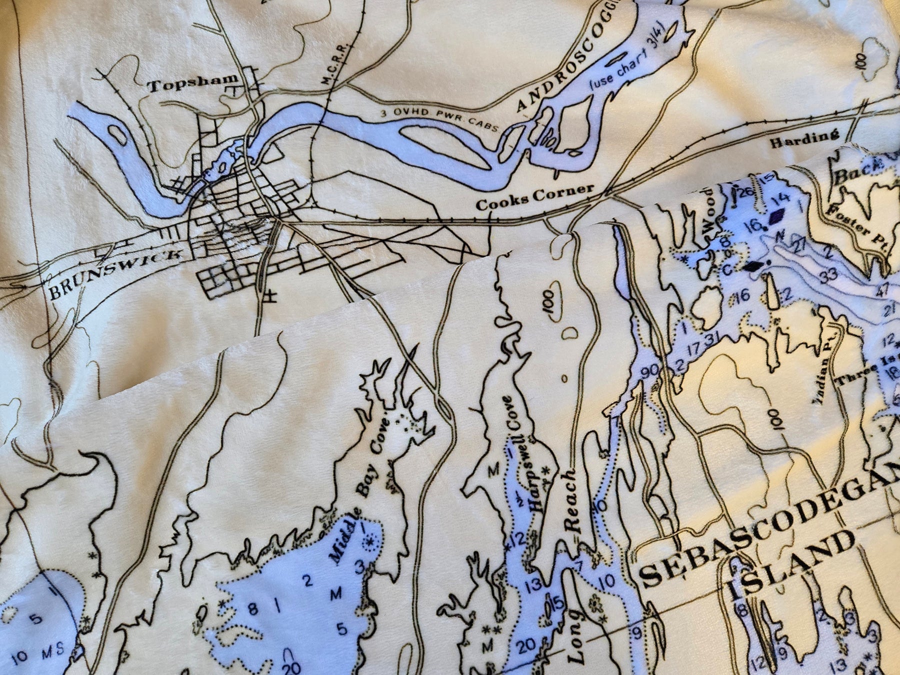 Portland ME Vintage Nautical Chart Blanket - Maritime Tribes USABlanket
