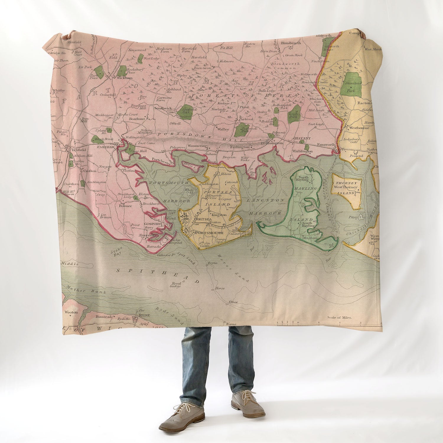 Portsmouth, England Vintage Map Blanket - Maritime Tribes USABlanket