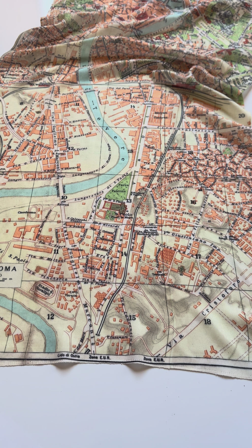 Rome, Italy Vintage Map Scarf (Pianta Roma) video