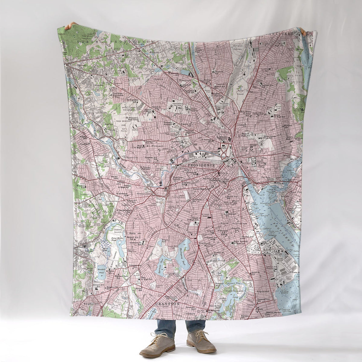 Providence RI Vintage Topo Map Blanket - Maritime Tribes USABlanket