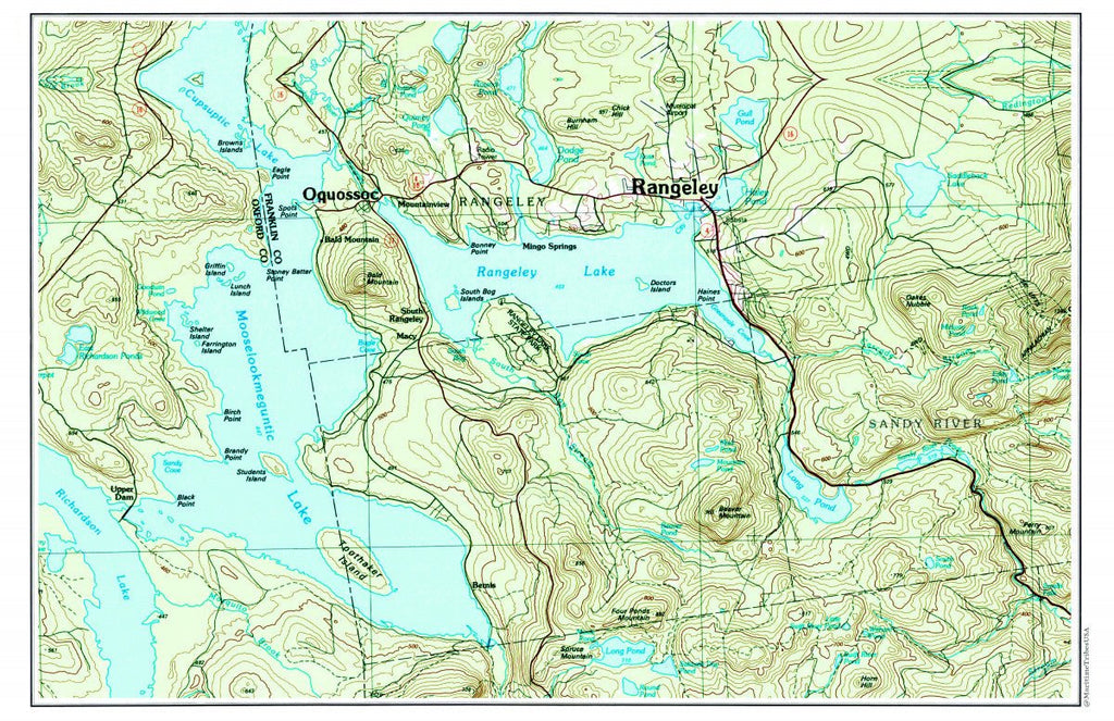 Rangeley Lake Topo Map Placemat - Maritime Tribes USALaminated Placemat
