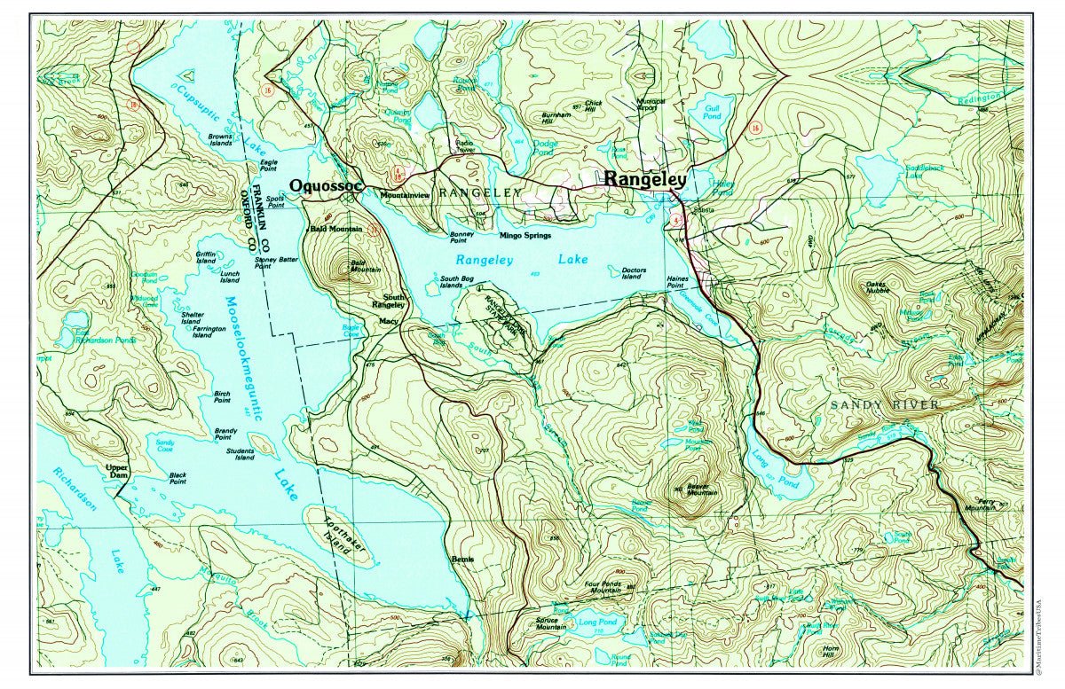Rangeley Lake Topo Map Placemat - Maritime Tribes USALaminated Placemat