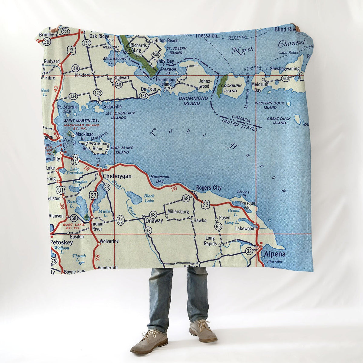 Rogers City MI Antique Map Blanket - Maritime Tribes USABlanket
