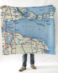 Rogers City MI Antique Map Blanket - Maritime Tribes USABlanket