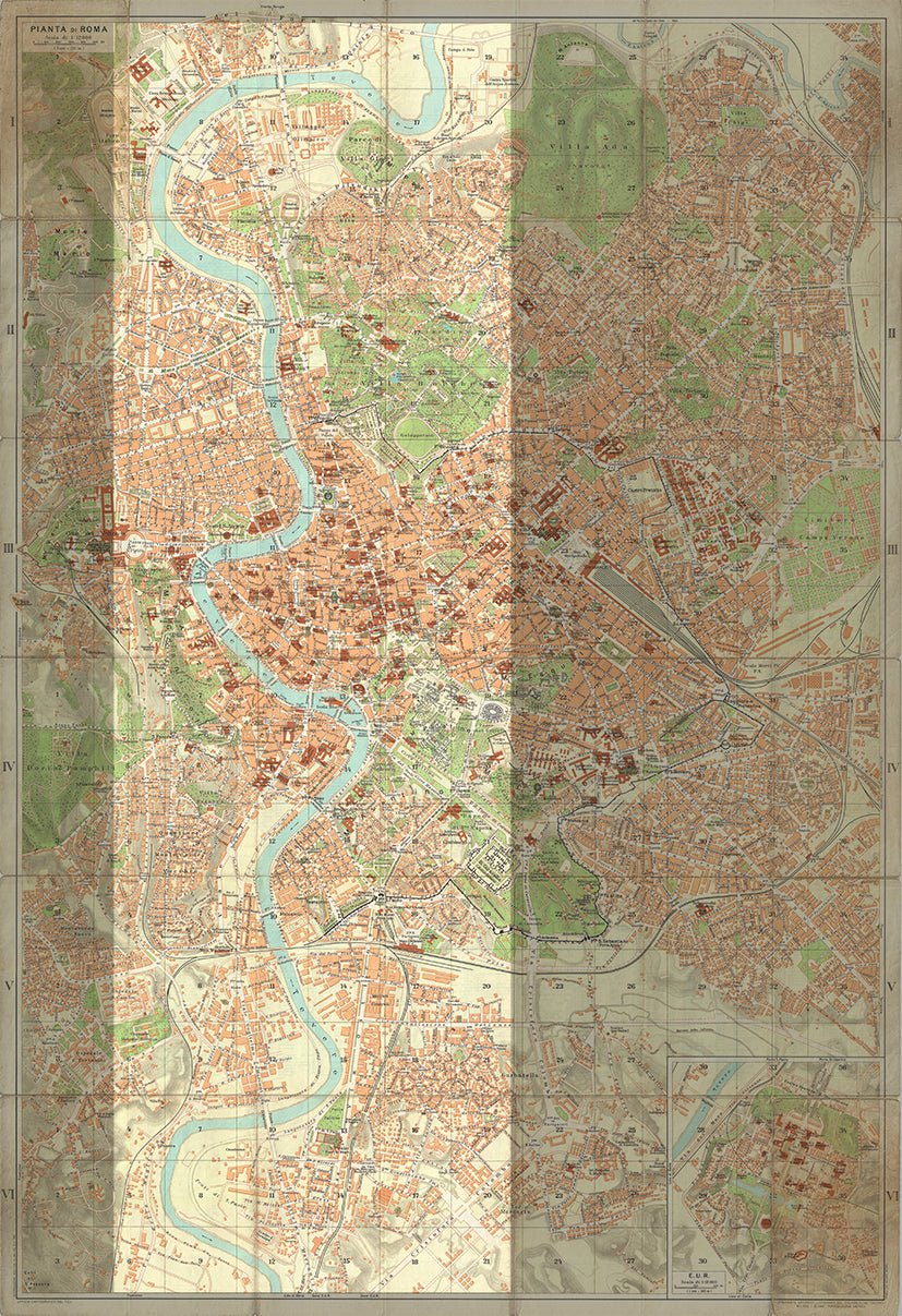 Rome, Italy Vintage Map Scarf (Pianta Roma) - Maritime Tribes USAScarf