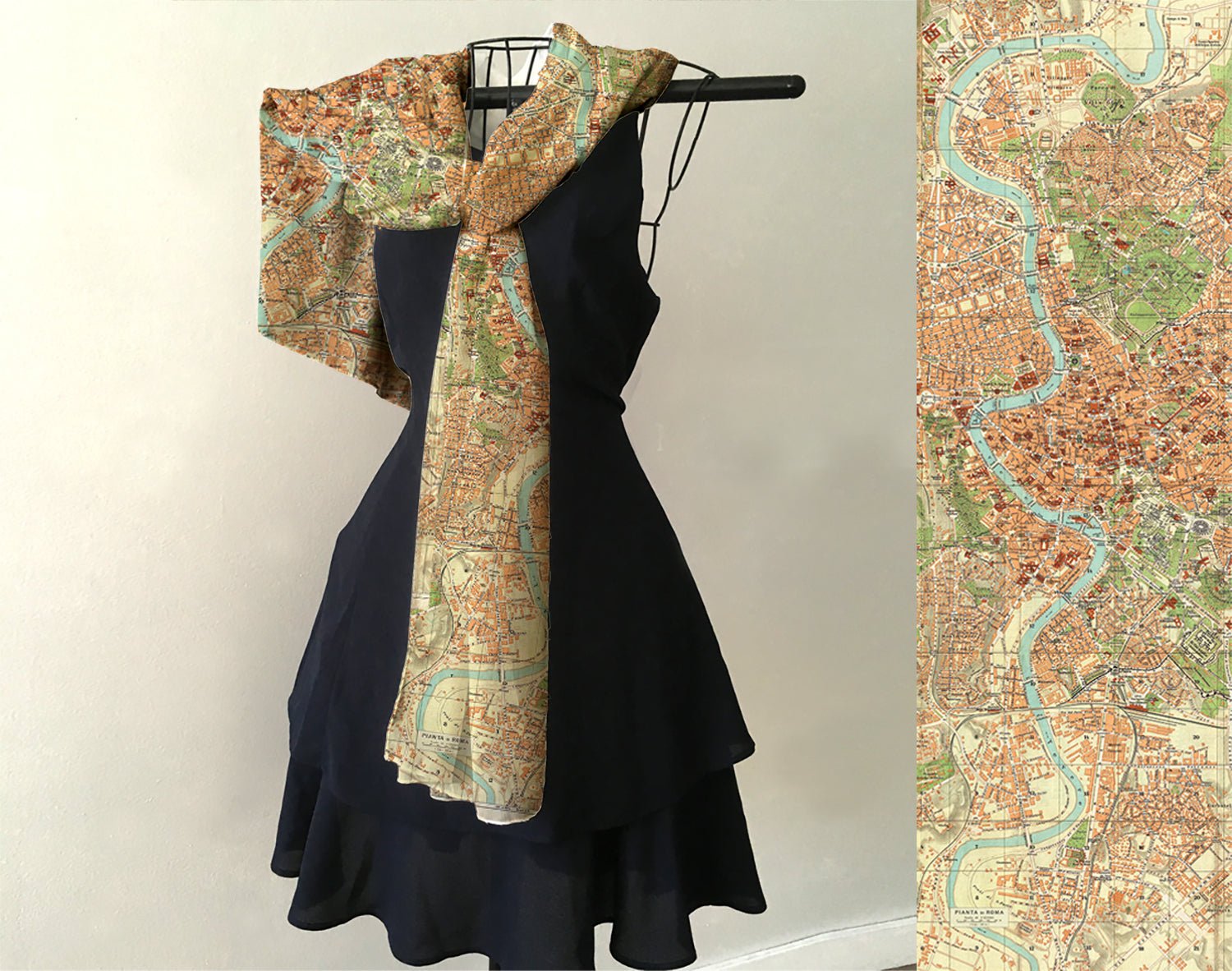 Rome, Italy Vintage Map Scarf (Pianta Roma) - Maritime Tribes USAScarf