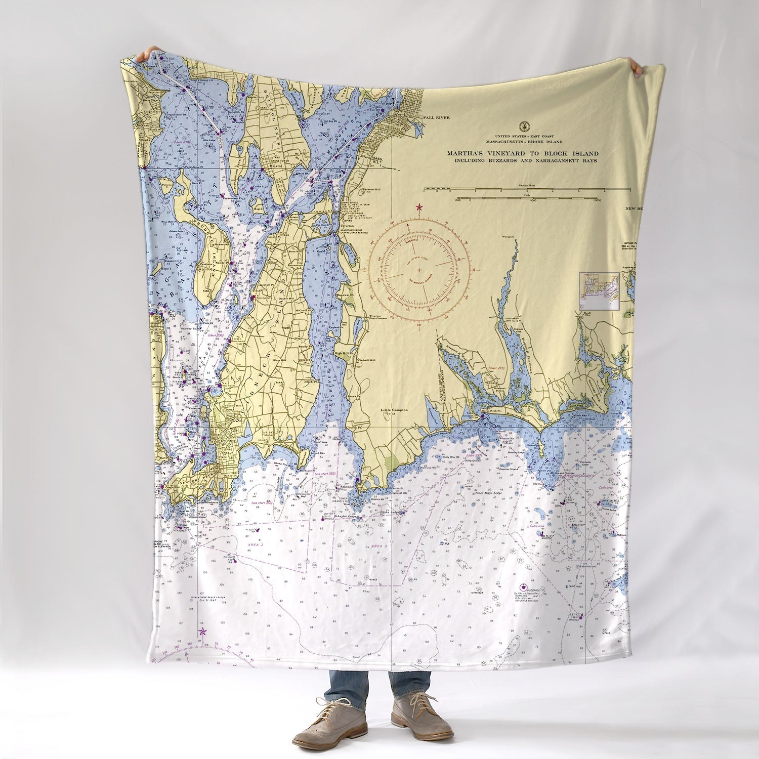 Sakonnet River Area 1958 Chart - Muted Blanket - Maritime Tribes USABlanket
