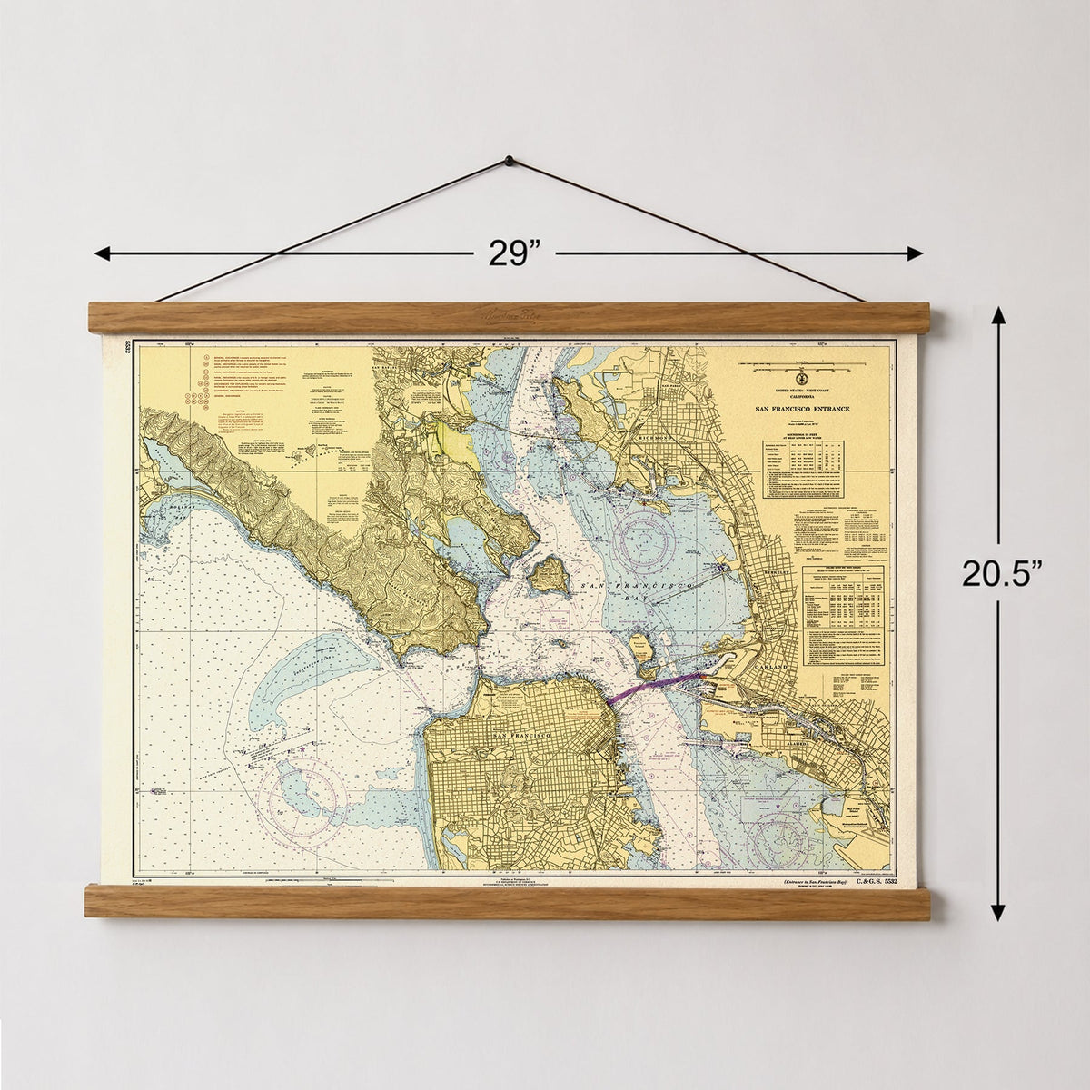San Francisco Bay Nautical Chart Canvas Wall Scroll - Maritime Tribes USAScroll