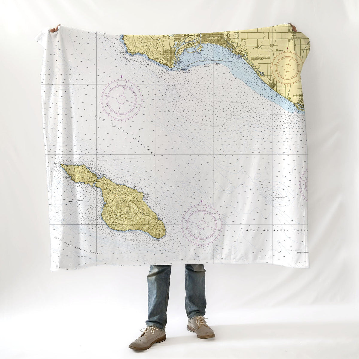 San Pedro Channel, Vintage Nautical Chart Blanket - Maritime Tribes USABlanket
