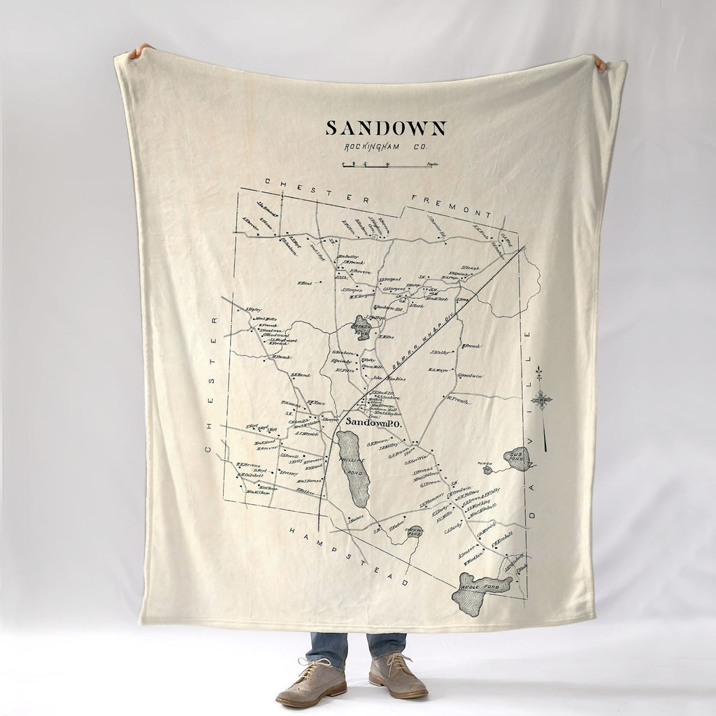 Sandown NH Antique Map c. 1892 Hurds Map Blanket - Maritime Tribes USABlanket