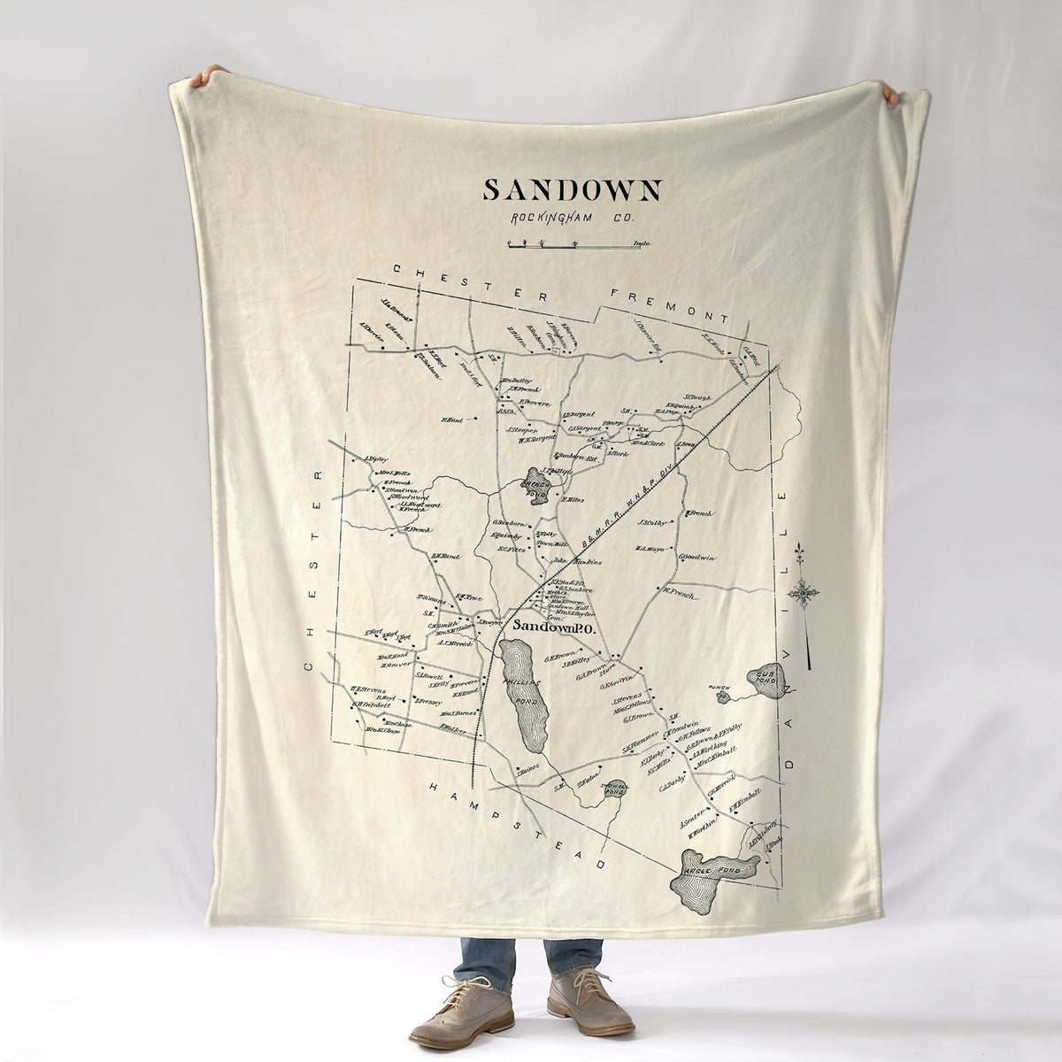Sandown NH Antique Map c. 1892 Hurds Map Blanket - Maritime Tribes USABlanket