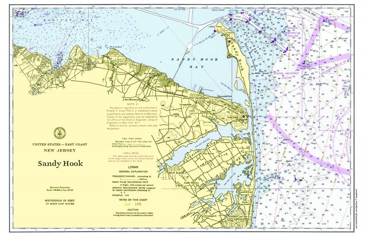 Sandy Hook, New Jersey Chart Placemat - Maritime Tribes USALaminated Placemat