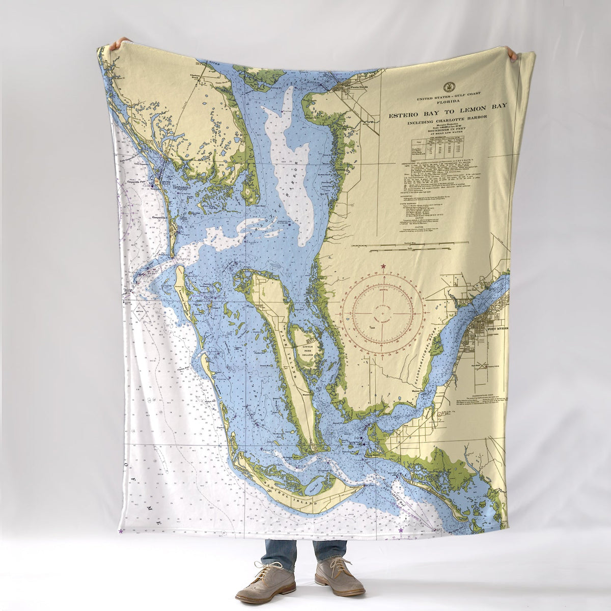 Sanibel Island, FL Nautical Chart Blanket - Maritime Tribes USABlanket
