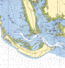 A vintage nautical chart of the Florida peninsula and surrounding waters, showing islands, coastlines, depth symbols, and labeled geographic features.