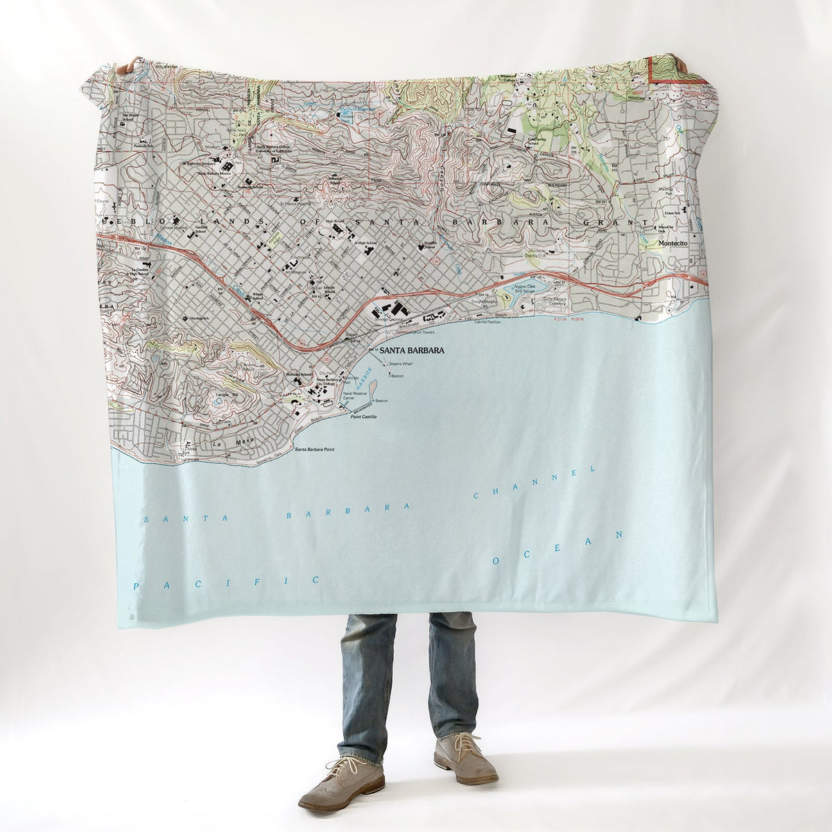 Santa Barbara CA vintage Topo map Blanket - Maritime Tribes USABlanket