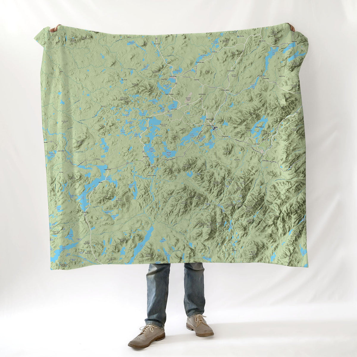 Saranac Lake, NY Topo Map with logo Blanket - Maritime Tribes USABlanket