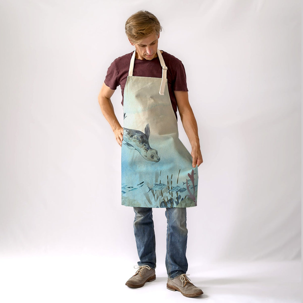 Sea Creatures Apron - Seal going fishing - Maritime Tribes USAapron