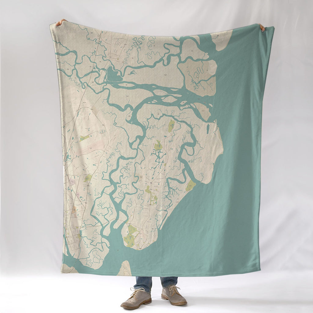 Sea Island Sea Glass Map Blanket - Maritime Tribes USABlanket