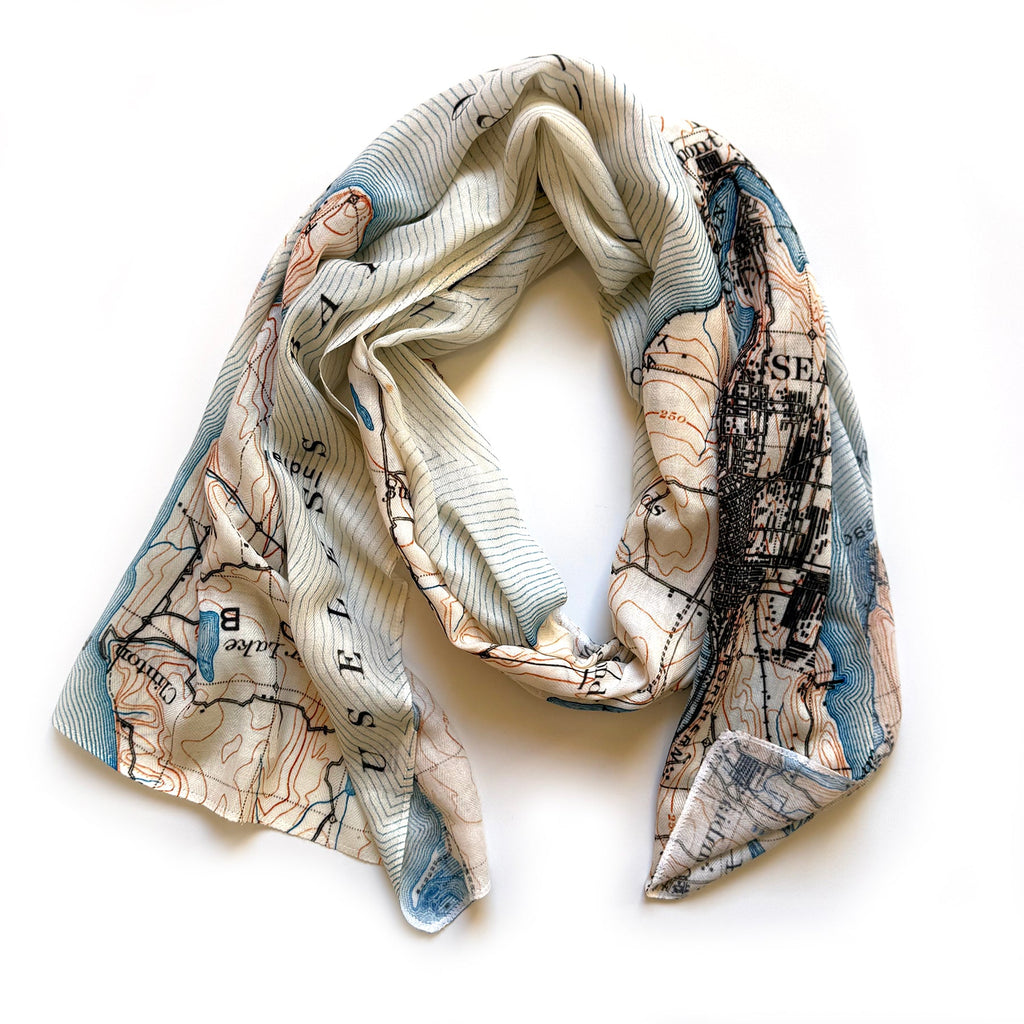 Seattle, WA Puget Sound, Vintage Map Scarf - Maritime Tribes USAScarf