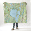 Sebago Lake, Maine, Vintage Topographical Map Blanket - Maritime Tribes USA
