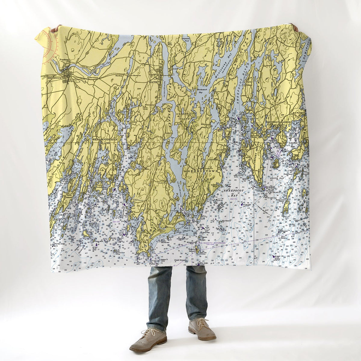 Sebasco Harbor ME Nautical Chart (Resort Name Dropped) Blanket - Maritime Tribes USABlanket