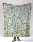 Seneca Lake & Cayuga Lake NY topo/antique Blanket - Maritime Tribes USABlanket