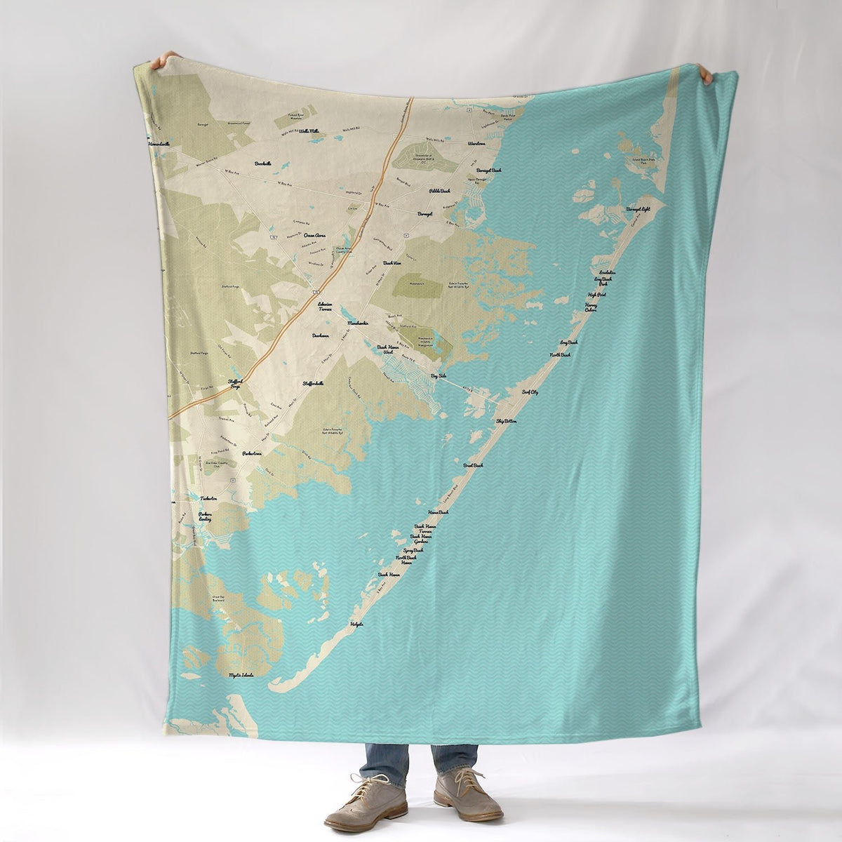 Ship Bottom (Barnegat Light to Beach Haven),NJ Vintage Modern Wave Blanket - Maritime Tribes USABlanket