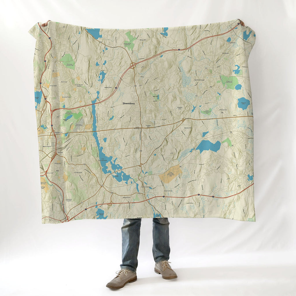 Shrewsbury MA Charted Territory Map Blanket - Maritime Tribes USABlanket