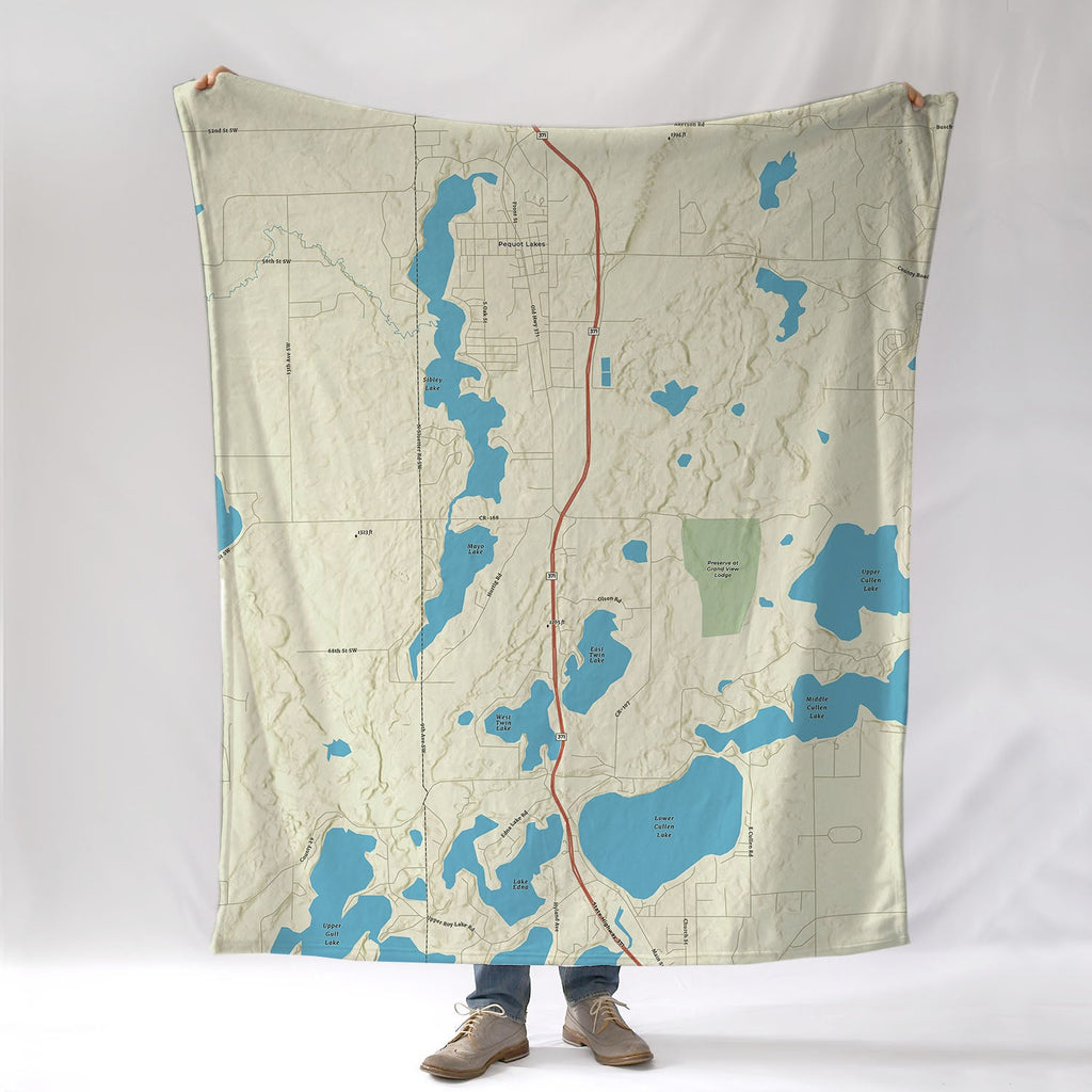 Sibley Lake /Pequot Lakes MN Charted Territory Blanket - Maritime Tribes USABlanket