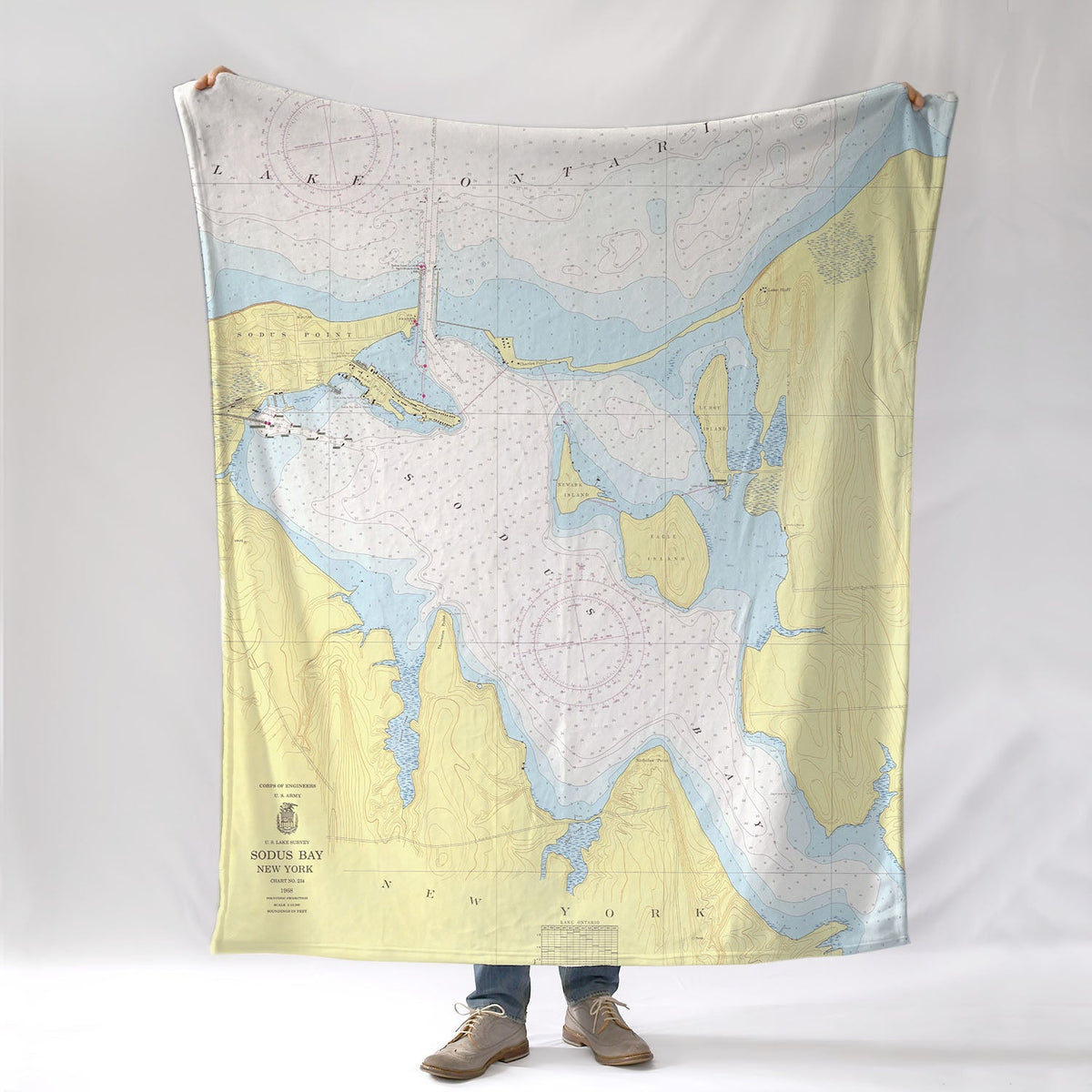 Sodus Bay, NY Nautical Chart Blanket - Maritime Tribes USABlanket