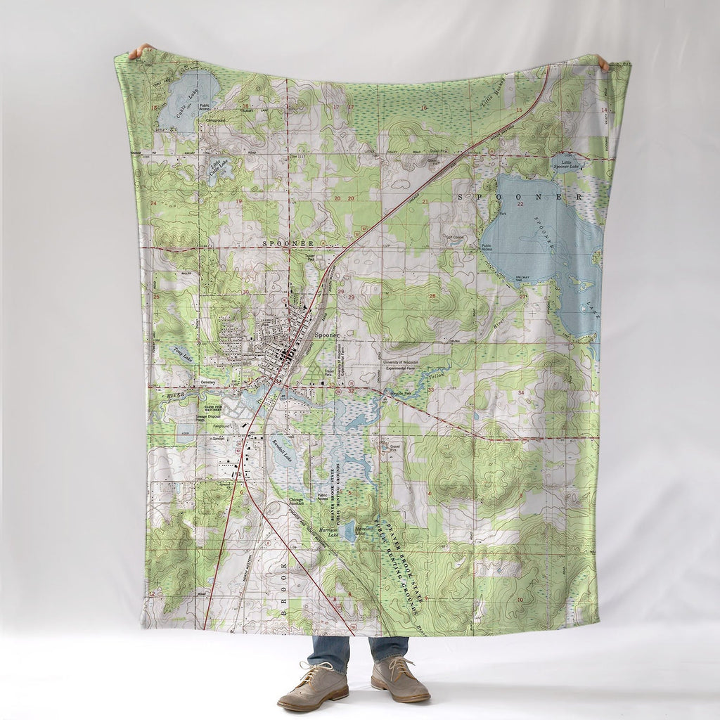 Spooner, WI Topo Map Blanket - Maritime Tribes USABlanket