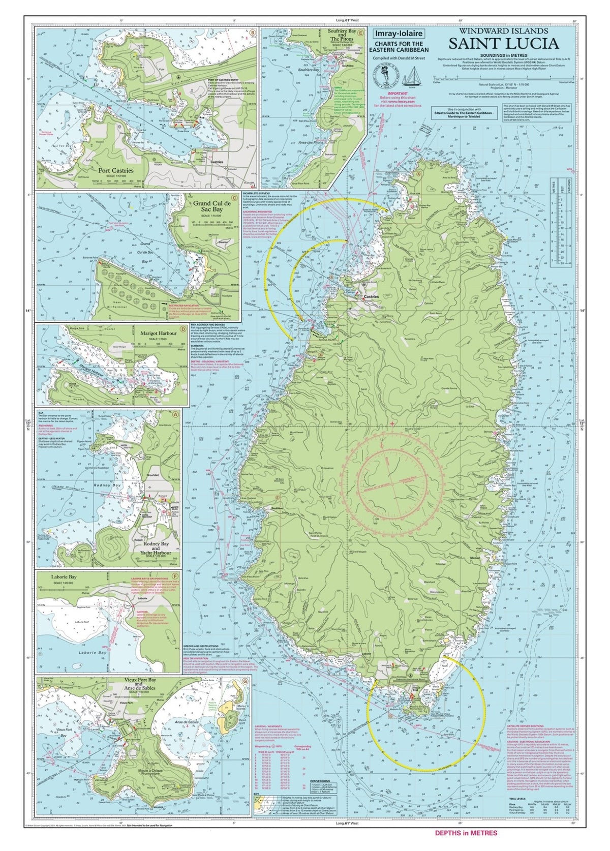 St. Lucia Nautical Chart Canvas Wall Scroll - Maritime Tribes USA