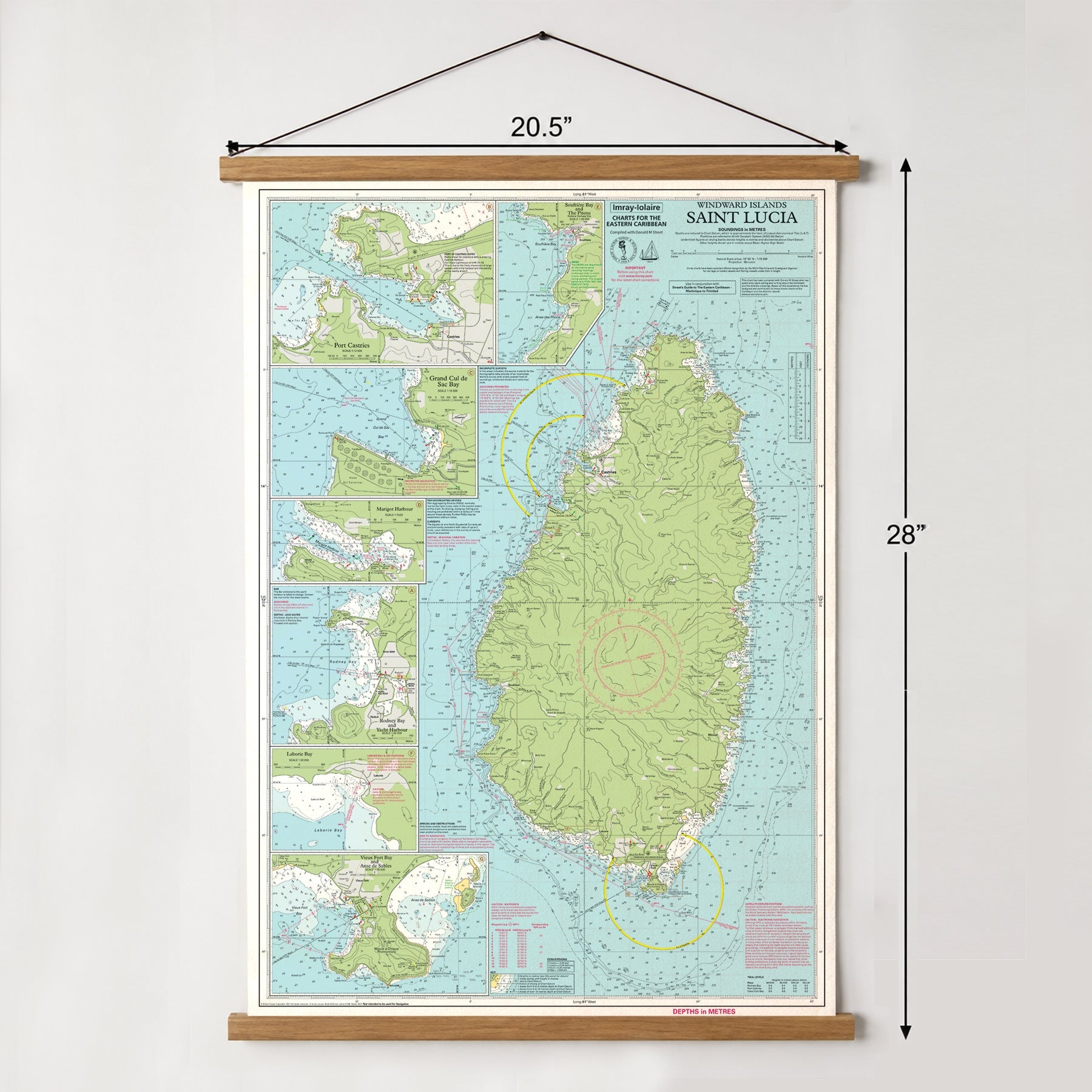 St. Lucia Nautical Chart Canvas Wall Scroll - Maritime Tribes USA