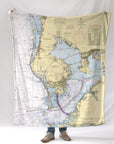 St. Petersburg / Tampa Chart, FL. Nautical Chart Blanket - Maritime Tribes USABlanket