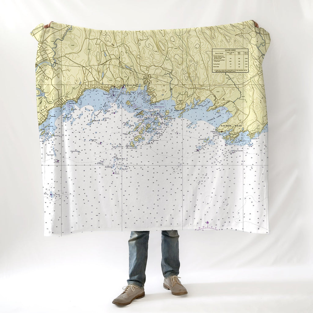 Stony Creek to Thimble Islands, CT Nautical Chart Blanket - Maritime Tribes USABlanket