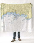 Stony Creek to Thimble Islands, CT Nautical Chart Blanket - Maritime Tribes USABlanket