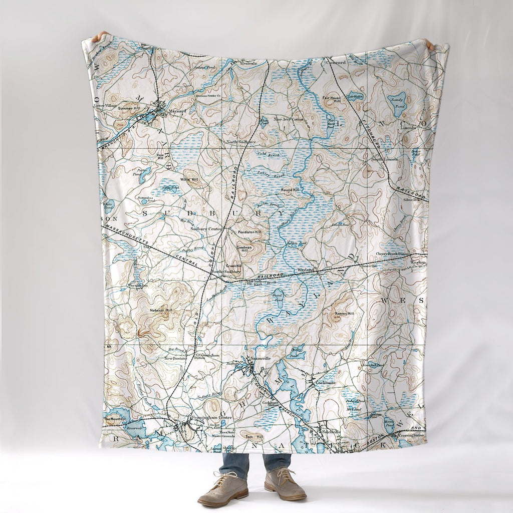 Sudbury MA Antique Map Blanket - Maritime Tribes USABlanket