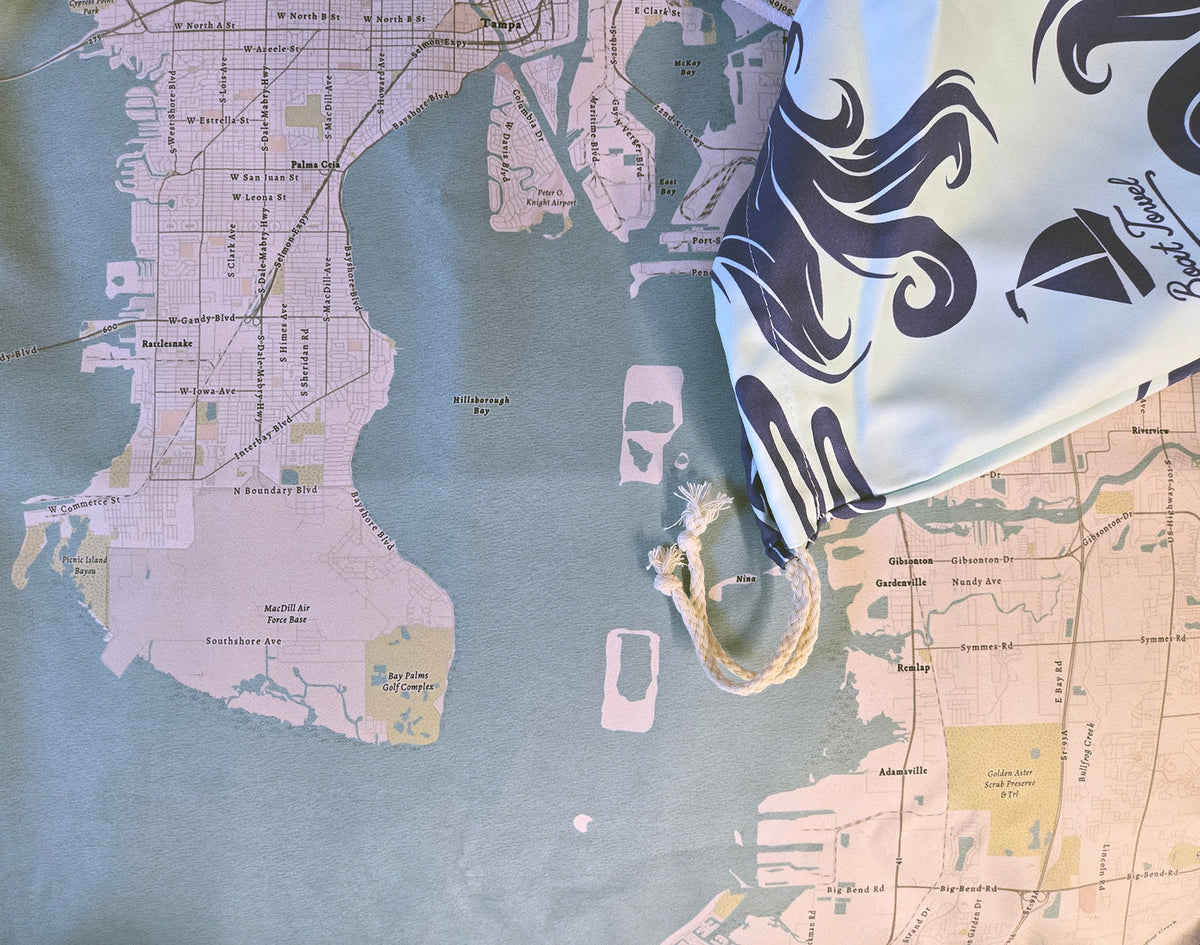 Tampa / Clearwater Sea Glass Style Map Quick Dry Towel - Maritime Tribes USATowel