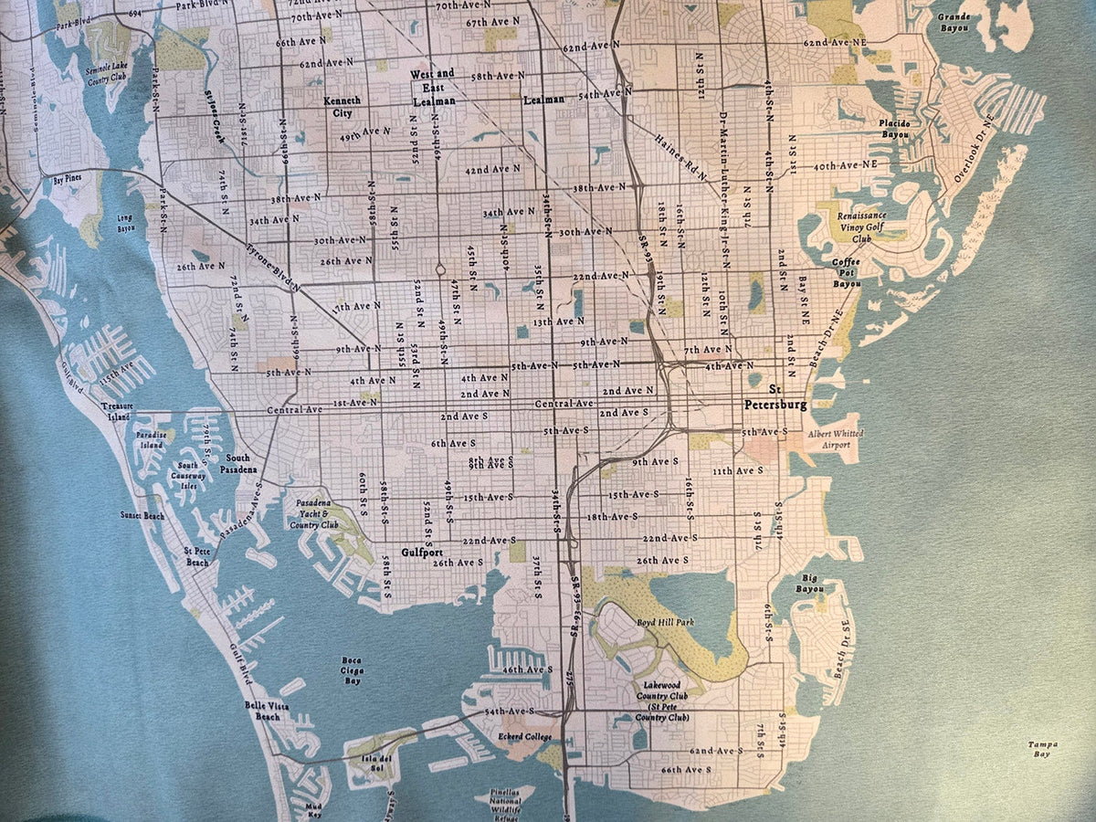 Tampa / Clearwater Sea Glass Style Map Quick Dry Towel - Maritime Tribes USATowel