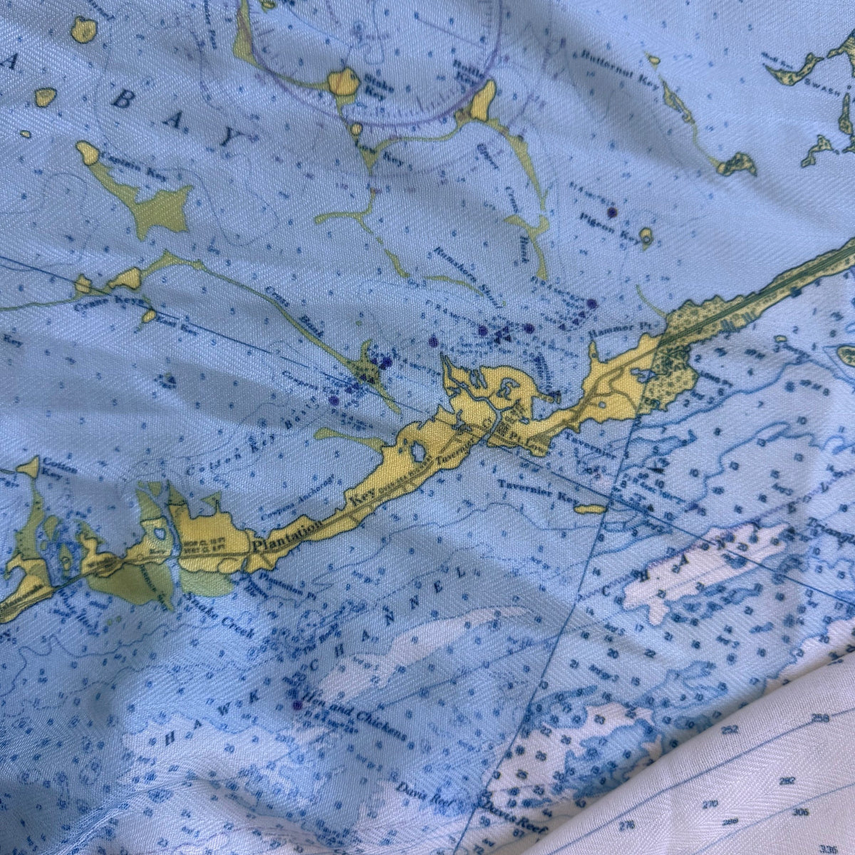 The Florida Keys (Key West to Key Largo) Nautical Map Scarf - Maritime Tribes USAScarf
