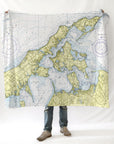 The North Fork, NY- Nautical Chart Blanket - Maritime Tribes USABlanket