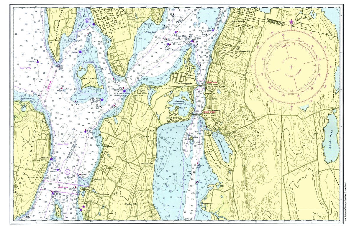 Tiverton, RI Chart Placemat - Maritime Tribes USALaminated Placemat