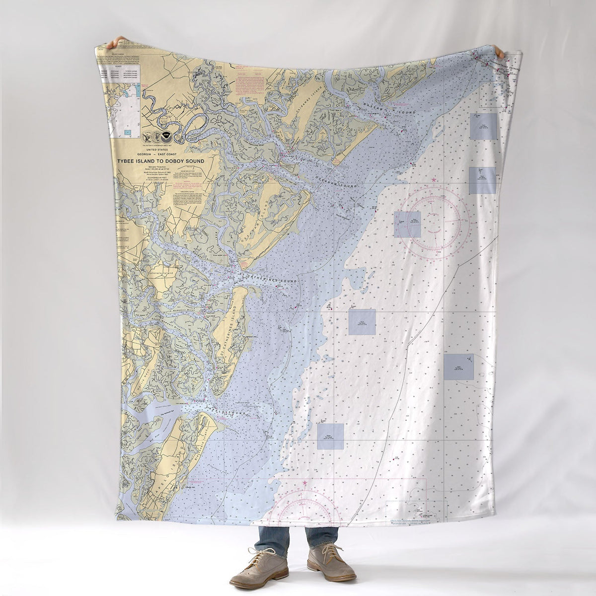 Tybee island to Doboy Sound GA Modern Chart Blanket - Maritime Tribes USABlanket