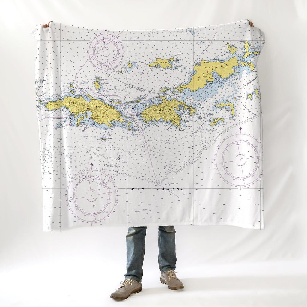 USVI - St. Thomas and St. John, Nautical Chart Blanket - Maritime Tribes USABlanket