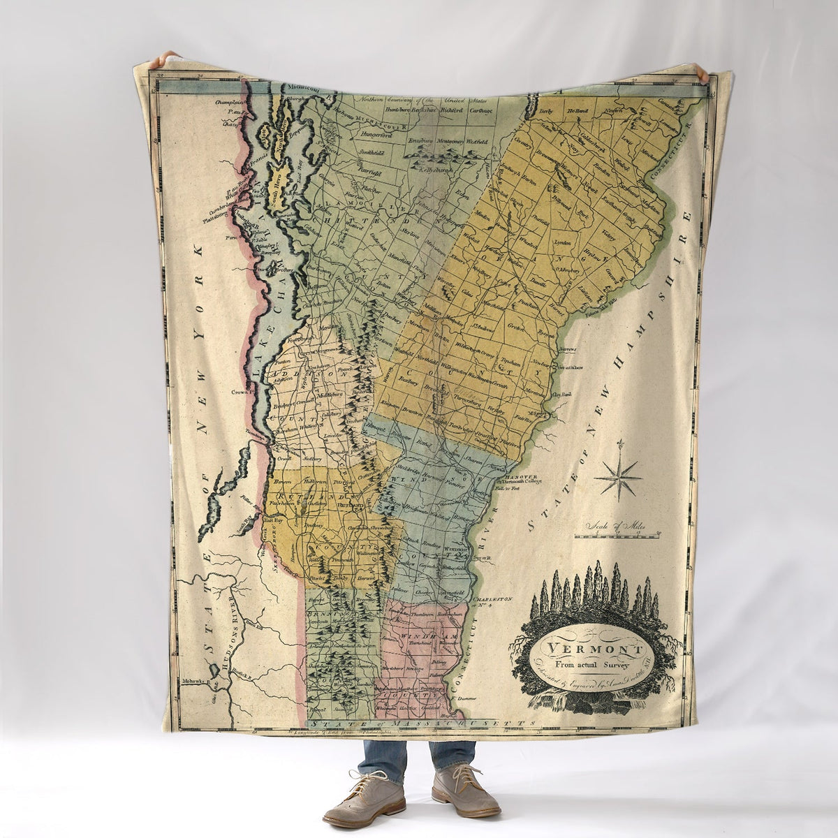 Vermont Vintage Map Blanket - Maritime Tribes USABlanket