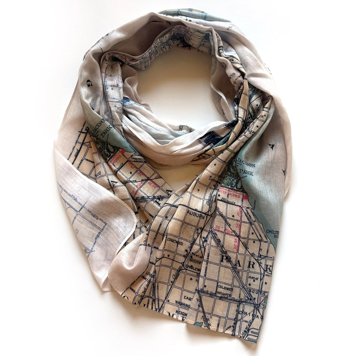 Vintage Chicago Map Scarf – Chicago Illinois Map - Maritime Tribes USAScarf