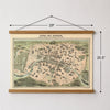 Vintage Paris Bird’s-Eye View Map Canvas Wall Scroll | Paris France Wall Art - Maritime Tribes USAScroll
