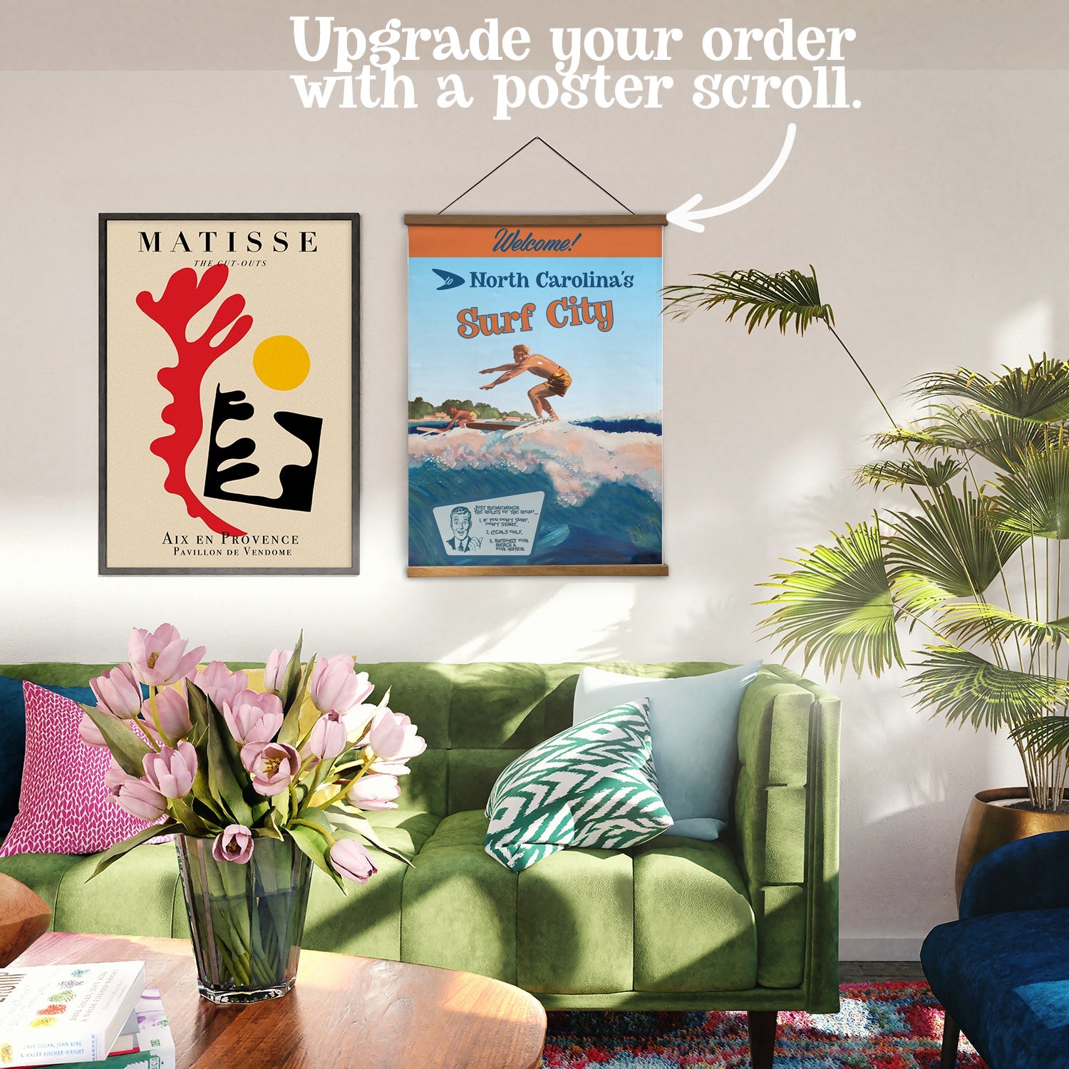 Vintage Surf Poster - 22" x 28" - Customized to your town - Maritime Tribes USA