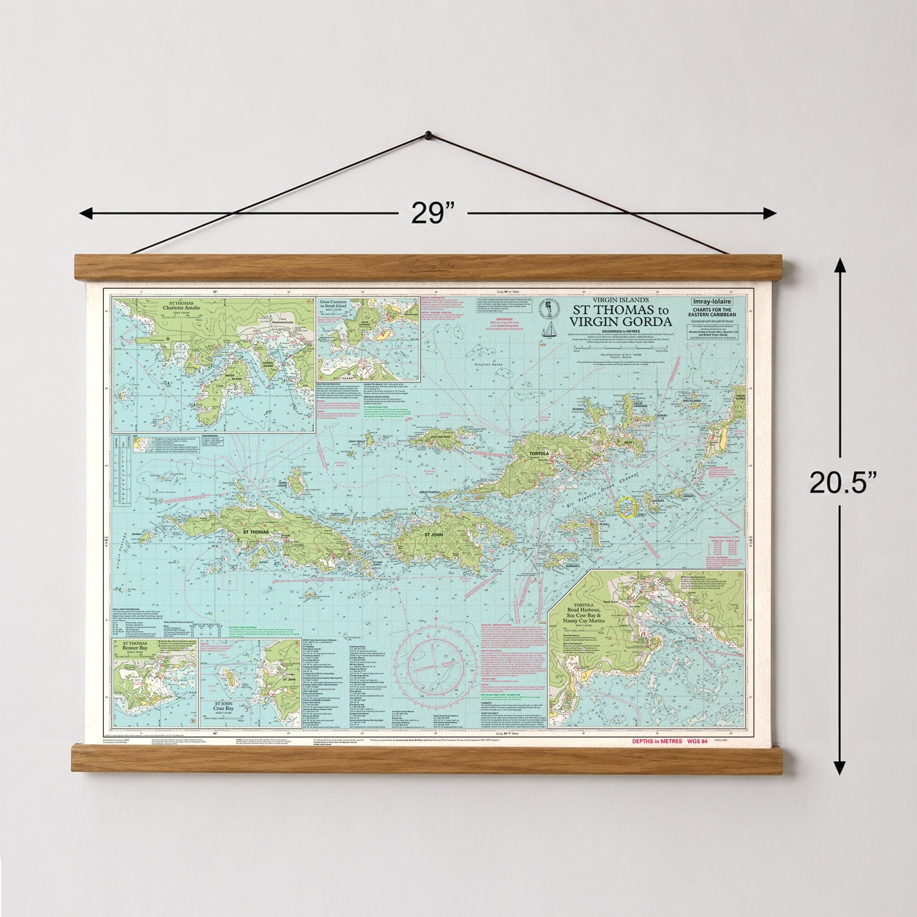 Virgin Islands Nautical Chart Canvas Wall Scroll - Maritime Tribes USA